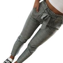 Load image into Gallery viewer, Women Fashion Plaid Pleated High Waist Skinny Pencil Pants