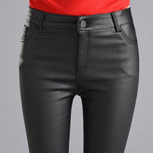 Load image into Gallery viewer, Women Thin Velvet PU Leather Pants