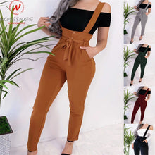 Load image into Gallery viewer, Women Streetwear Long Pants Bandage Design Button Pockets