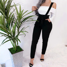 Load image into Gallery viewer, Women Streetwear Long Pants Bandage Design Button Pockets