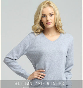 Sweater Knitted Long Sleeve V-neck